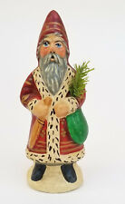 2001 VAILLANCOURT FOLK ART MINIATURE FATHER CHRISTMAS with SWITCHES & TREE ~3.5