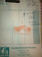 Vintage Hotel Receipt from Howard Johnson Lodge Circa 1974 picture