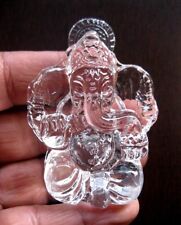 Crystal Quartz Sphatik Hindu Elephant God Ganesha Ganesh Engraving Puja - 6.75CM picture