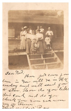 postcard Group of men & women on porch photo RPPC A0860 picture