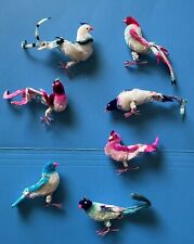 Lot of 9 Chenille Spun Cotton Bird Christmas Tree Ornaments Wire Legs UPDATED AD picture