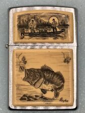 Vintage 1995 Scrimshaw Bass Double Sided Zippo Lighter NEW picture