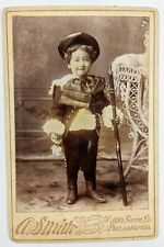 Cabinet Card Victorian Era Photo Boy Cild with Toy Gun Rifle Smith Philadelphia picture
