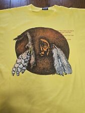 Vtg 80s Yellow Tshirt Signle Stich Southwest Native Chief Feathers picture