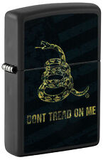 Dont Tread On Me Snake and Flag Black Matte Windproof Lighter, 48553 picture
