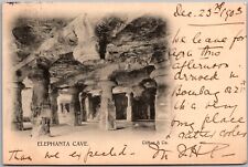 PC-G2 Postcard Elephant Cave Gharapuri Island India 1903 picture