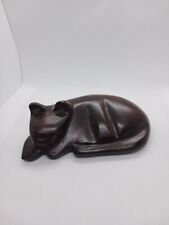 Hand Carved Abstract Mahogany Wood Cat 5” Purchased In Brazil In 1959 MCM Nice picture