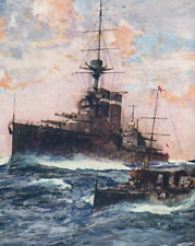 Royal Navy Battleship HMS Iron Duke Rare Art London c1910s picture