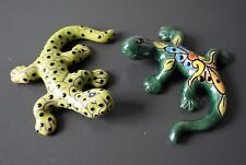 Mexican Pottery Lizard Gecko Wall Hang Decorations Set of 2 Clay Figurine picture