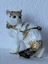 Ciel Collectables Cat Trinket Box. Hand Painted Enamel with Swarovski Crystals picture