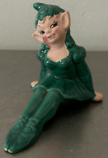 VNTG 50s era Gilner Calif Christmas Girl Elf Pixie Figurine Green  picture