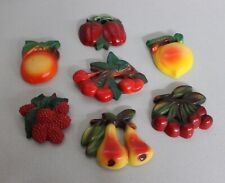 Lot of 7 Vintage Chalk Plaster Fruit Wall Plaques 3.5