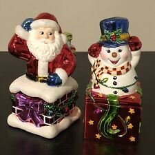 VTG 2 Christopher Radko 2004 Christmas Santa & Snowman Candy Boxes 7.5” Holiday picture
