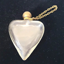 Vintage 1930's Pressed Glass Perfume Bottle With Chain Empty Heart Shaped picture