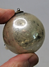 Antique Vintage Blown Glass Kugel Silver Small BALL Christmas Ornament Japan picture