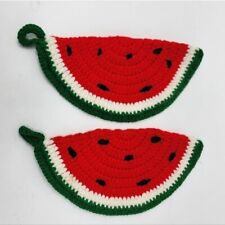 Vintage Handmade Crocheted Watermelon Potholders picture