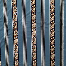 Vintage Stripe Fabric Polyester Paisley Blue Knit 60” W x 46” L Remnant Read picture