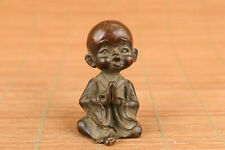 Chinese Bronze Big Buddha Monk Boy Blessing Statue Table Decoration Statue 2.3 picture