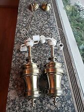 Pair (2) Vintage Hollywood Regency Brass Stiffel Hanging Ceiling Lamps picture