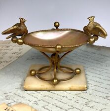 Antique French Palais Royal Mother of Pearl Trinket Tray, Birds, Vide Poche picture
