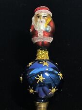Christopher Radko 1995 HOLIDAY STAR SANTA Ornament Double Sided W Clip 4” picture