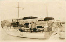 RPPC Postcard A.R. Ordway's Yacht Jane IV Miami Harbor FL Crew Aboard picture