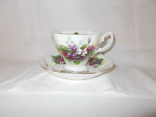  VTG Royal Albert bone china teacup & saucer w/violets gold color trim ruffled picture