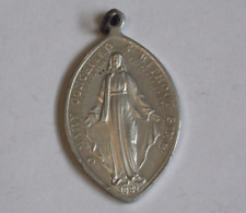 Vintage large 24x42mm aluminum medal Miraculous Virgin Mary crushing the snake picture