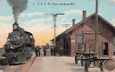 Kaukauna WI Wisconsin Train Railroad Station Depot c1912 Vtg Postcard E28 picture