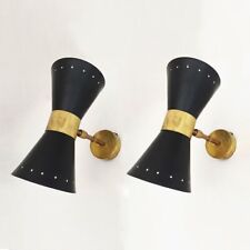 Pair of Diablo Wall Sconce 1950s Design Adjustable Italian Handmade Brass Lamp picture