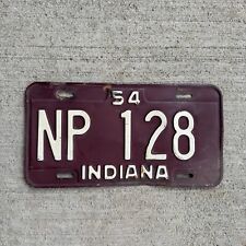 1954 Indiana License Plate Vintage Auto Tag Garage Wall Decor Red NP 128 picture