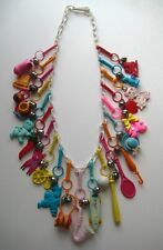 RETRO 1980's Plastic Bell Clip On Vintage 80's CHARM NECKLACE Loaded #4 picture