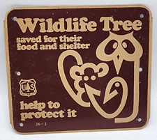 Vintage United States Forest Service USFS Wildlife Tree Road Sign 5” x 4.5” picture