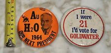 2 Vintage ORIGINAL Barry Goldwater Presidential Campaign Pinback Buttons AU H2O picture