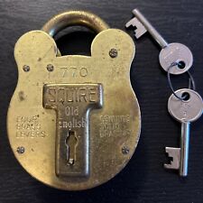 Vintage Made England Squire & Sons #770 Solid Brass Working Lock & Keys picture