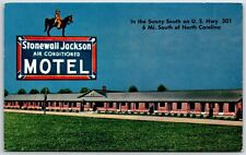 AAA Stonewall Jackson Motel US 301 Dillon SC Vintage Linen Postcard Discount AD picture