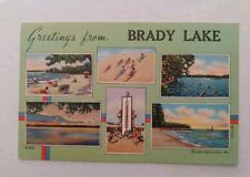 Greetings From BRADY LAKE linen Postcard  Multi View picture