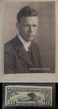 Rare Charles Lindbergh Memorabilia, 1927 Photo and 1927 Mint Air Mail Stamp. picture