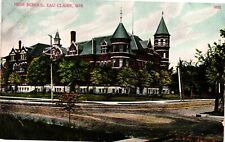 Vintage Postcard- High School, Eau Claire, WI UnPost 1910 picture