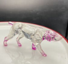 Lucite Dog Clear With Colored Ears & Feet 2.5