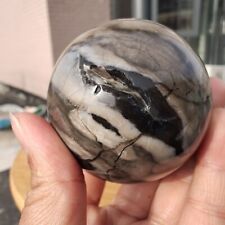 355g RARE Natural blue Volcanic Rock agate Sphere Quartz Crystal Ball Healing picture