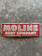 Vintage Moline Body Shop Works Gas Oil Quad Cities Rock Island Illinois IL Sign picture