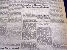 1948 JULY 17 NEW YORK TIMES - DUROCHER TO MANAGE GIANTS OTT QUITS - NT 3767 picture