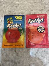 Vintage Unused 1986 Cherry & Tropical Punch Sealed Kool Aid Packets picture