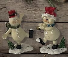 Vintage MCM Mr. & Mrs. Dancing Snowmen Dance Motion from Spring Action Christmas picture