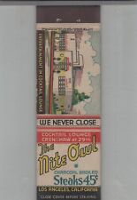 1930s Matchbook Cover Crown Match Co The Night Owl Steaks Los Angeles, CA picture
