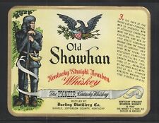 1940s OLD SHAWHAN KENTUCKY STRAIGHT BOURBON WHISKEY SHIVELY KY LABEL { NOS } picture