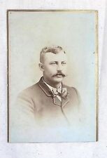 1880s 1890s Victorian Man With Mustache in Suit Cabinet Card Elgin Ill Sherman picture