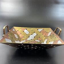 Vtg Brass Copper Silver Metal Woven Decorative Fruit Tray Basket W/Handles 13