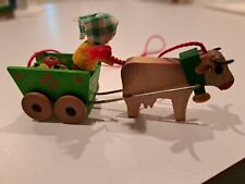 Vintage Steinbach Wood Christmas Ornament Cow and Fruit Cart picture
